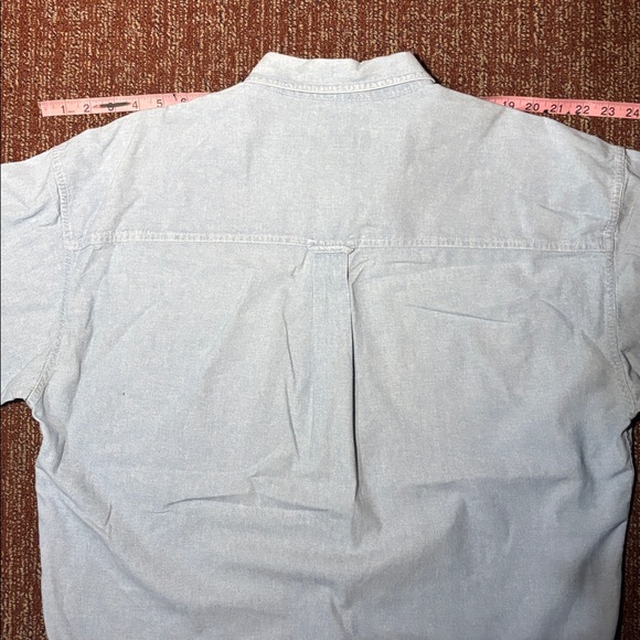 Vintage Chaps Ralph Lauren men’s short sleeve light wash denim Button-Down Shirt - Picture 8 of 12